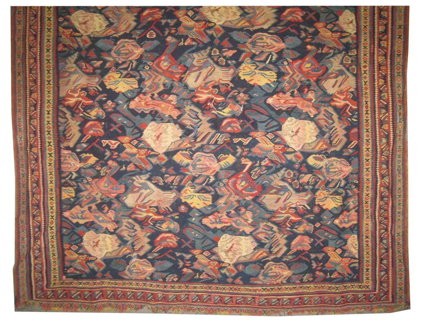 Senneh Kilim with silk Persian - Image 3