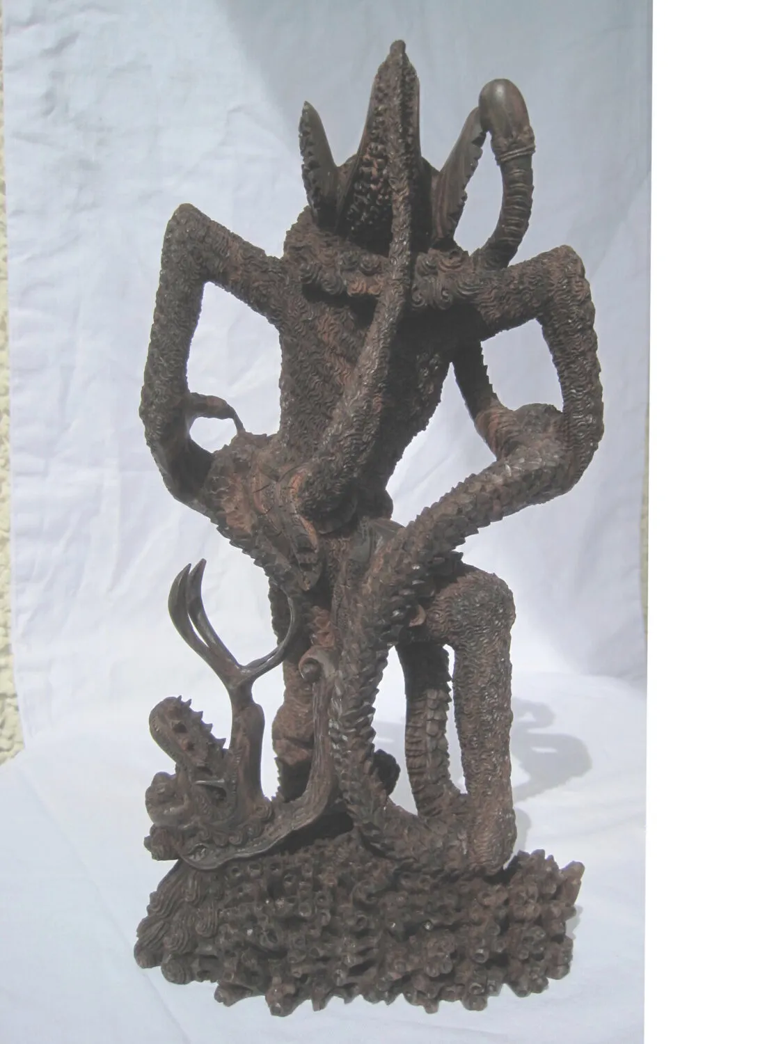 Asian Wooden Statue - Image 2